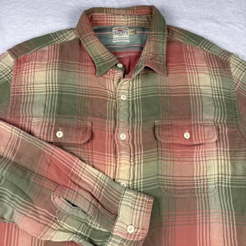 Faherty Shirt Mens XL Multicolor Plaid Long Sleeve Flannel Button Up Legend